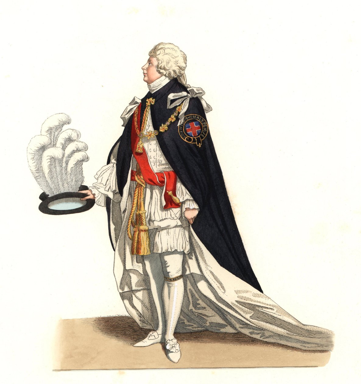 George Frederic Auguste (1727-1760), princ z Walesu, Anglie 18. století - Litografie podle ilustrace Edmonda Lechevallier-Chevignarda (1825-1902), z „Costumes historiques des 16th od Edmond Lechevallier Chevignard
