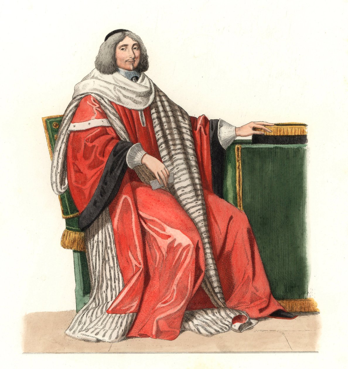 Jean Antoine de Mesme (1661-1723), pán z Irvalu, hrabě z Avaux, francouzský magistrát 17. století, po malbě z roku 1653, od Philippa de Champaigne (1602-1674) - Litografie podle ilustrace Edmonda Lechevalliera-Chevignarda ( 1825-1902), výpis od Edmond Lechevallier Chevignard