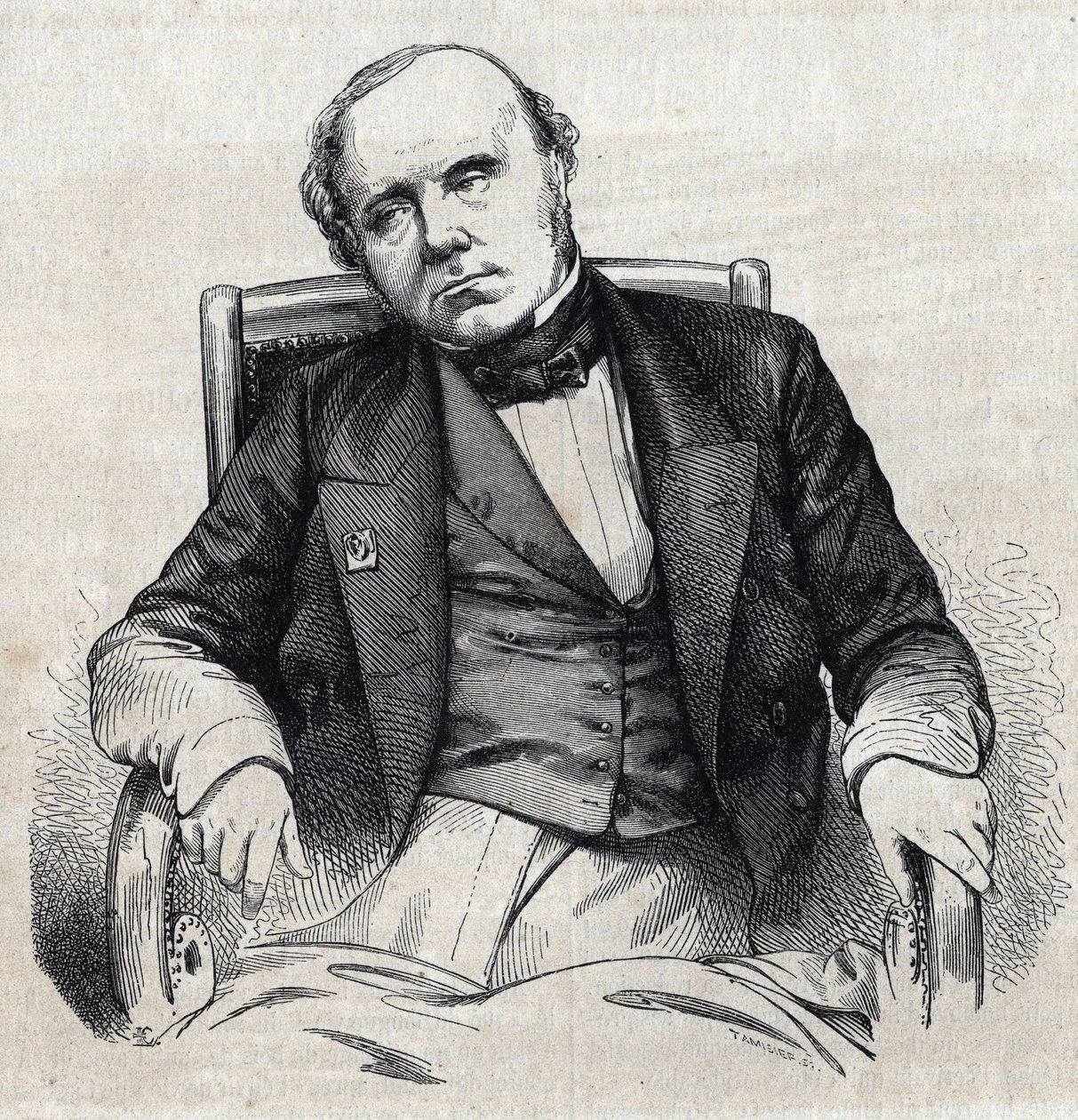 Portrét Augustina Thierryho (1795-1856), francouzského historika. Rytina od Chevignarda v „“Le Magasin Picturesque““ od Edmond Lechevallier Chevignard