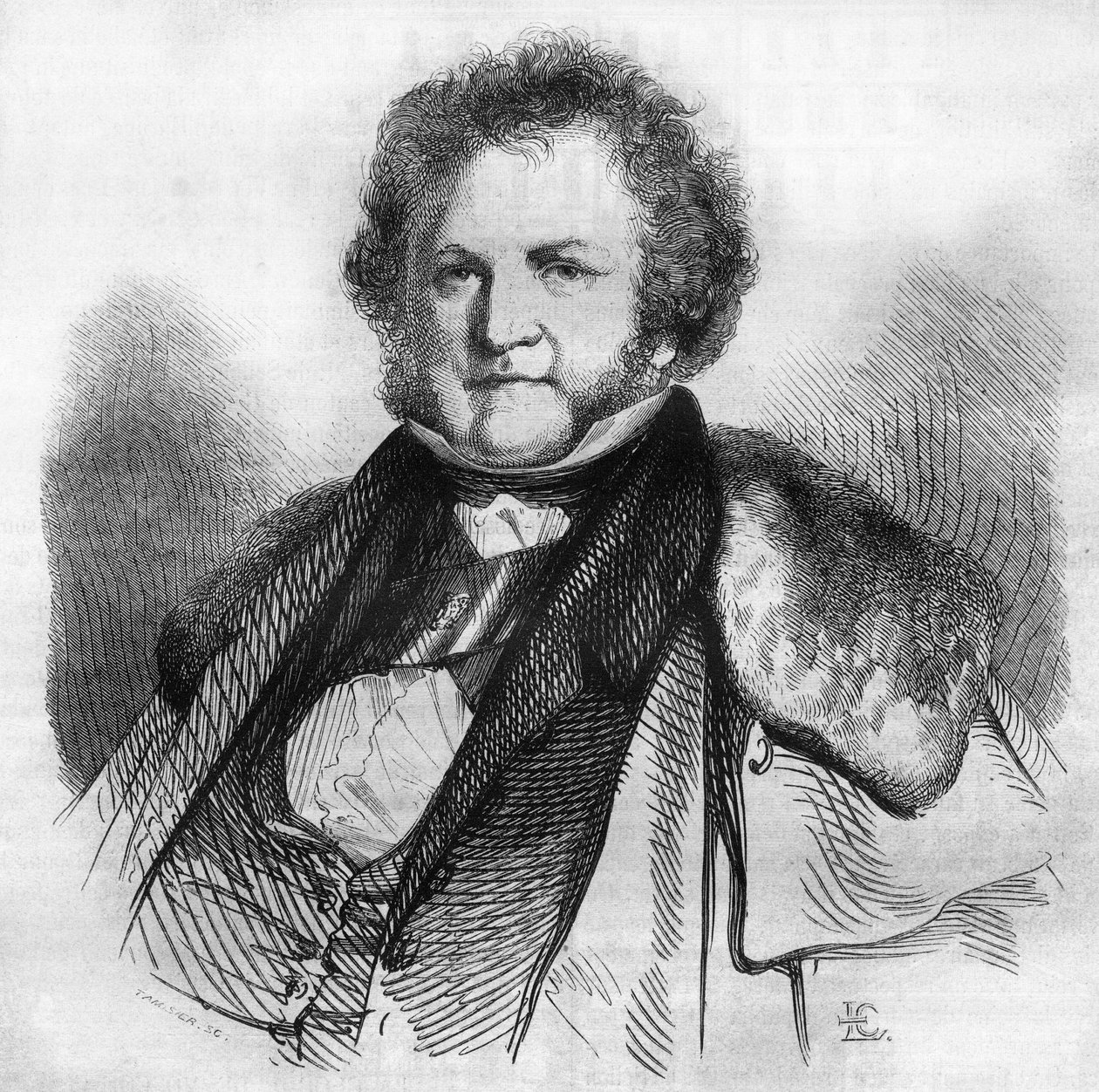 Portrét Jeana Jacquese Sellona (1782-1839), švýcarského filantropa, pacifisty a politika, zastánce zrušení otroctví a trestu smrti. Rytina od Chevignarda v „“Le Magasin Picturesque““ od Edmond Lechevallier Chevignard