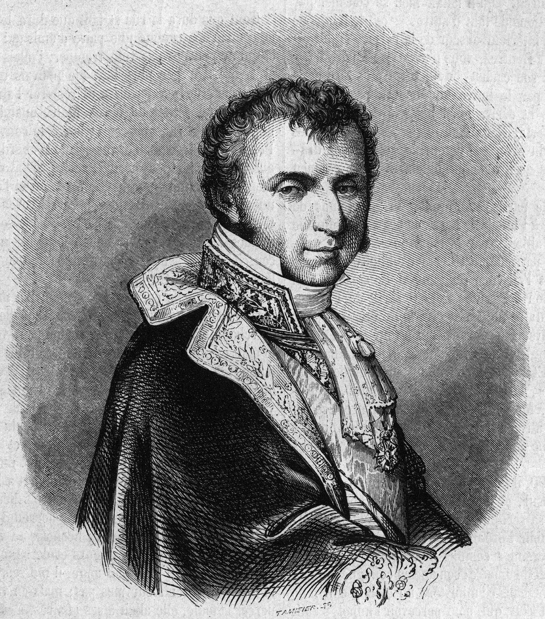 Portrét Nicolase Francoise Molliena (1758-1850), francouzského politika. Rytina od Chevignarda v „“The Picturesque Store““ od Edmond Lechevallier Chevignard