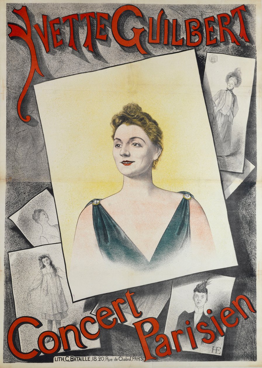 Pařížský koncert Yvette Guilbertové, 1890. od Edmond Marie Höner