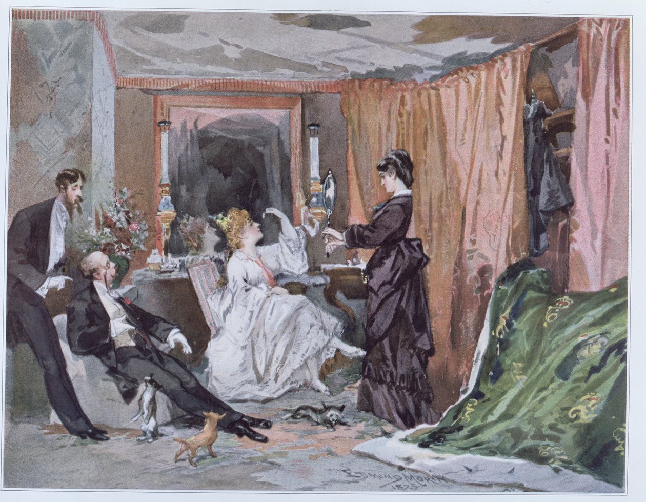 Šatna Hortense Schneider (1833-1920) v Theater des Varietes, 1873 od Edmond Morin