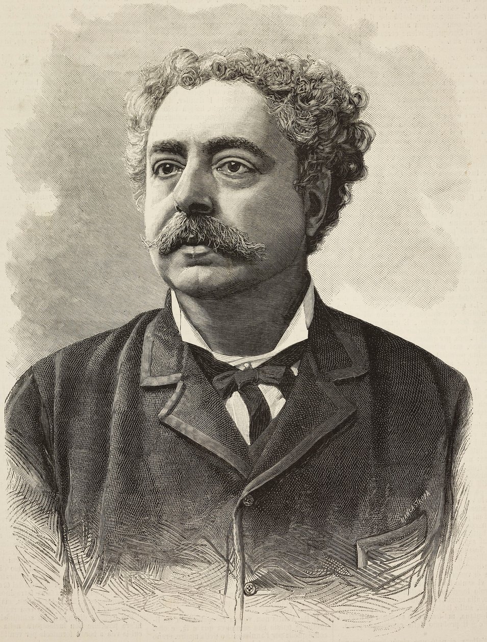 Portrét Edmonda De Amicis (1846-1908), italský autor, rytina E Mancatroppy z fotografie Schemboche z L