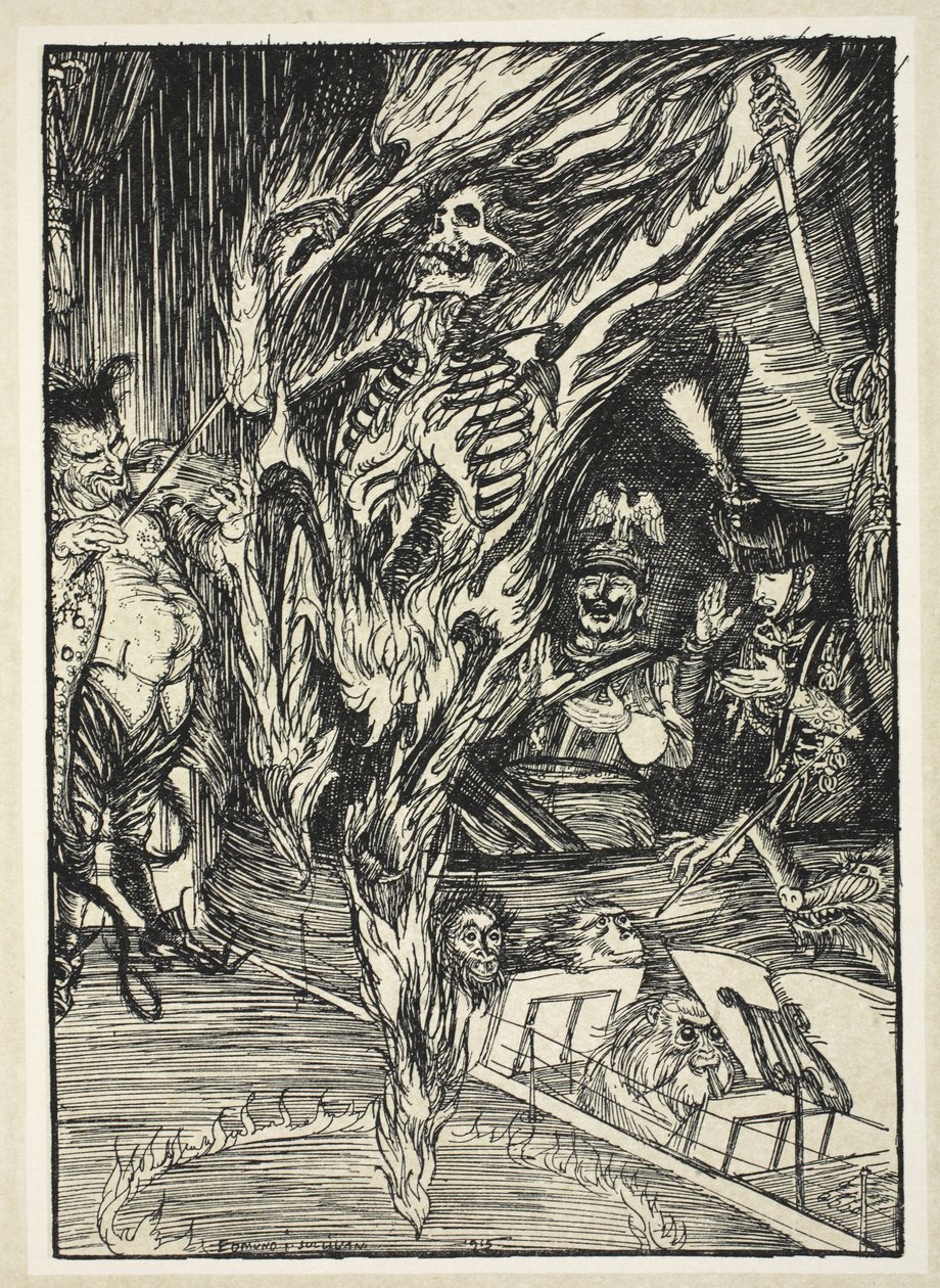 Primabalerína Assoluta císařskému baletu v Postupimi ve svém známém Tanci ohně a meče, ilustrace z Kaiser