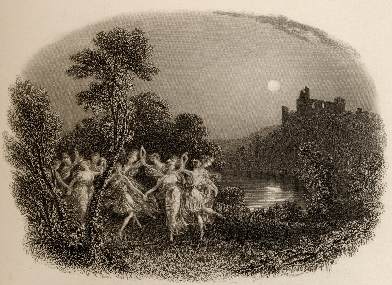 Tanec víl, vyrytý F.C. Lewis, ilustrace z „Poutníci Rýna“ vydané v roce 1840 od Edmund Thomas Parris