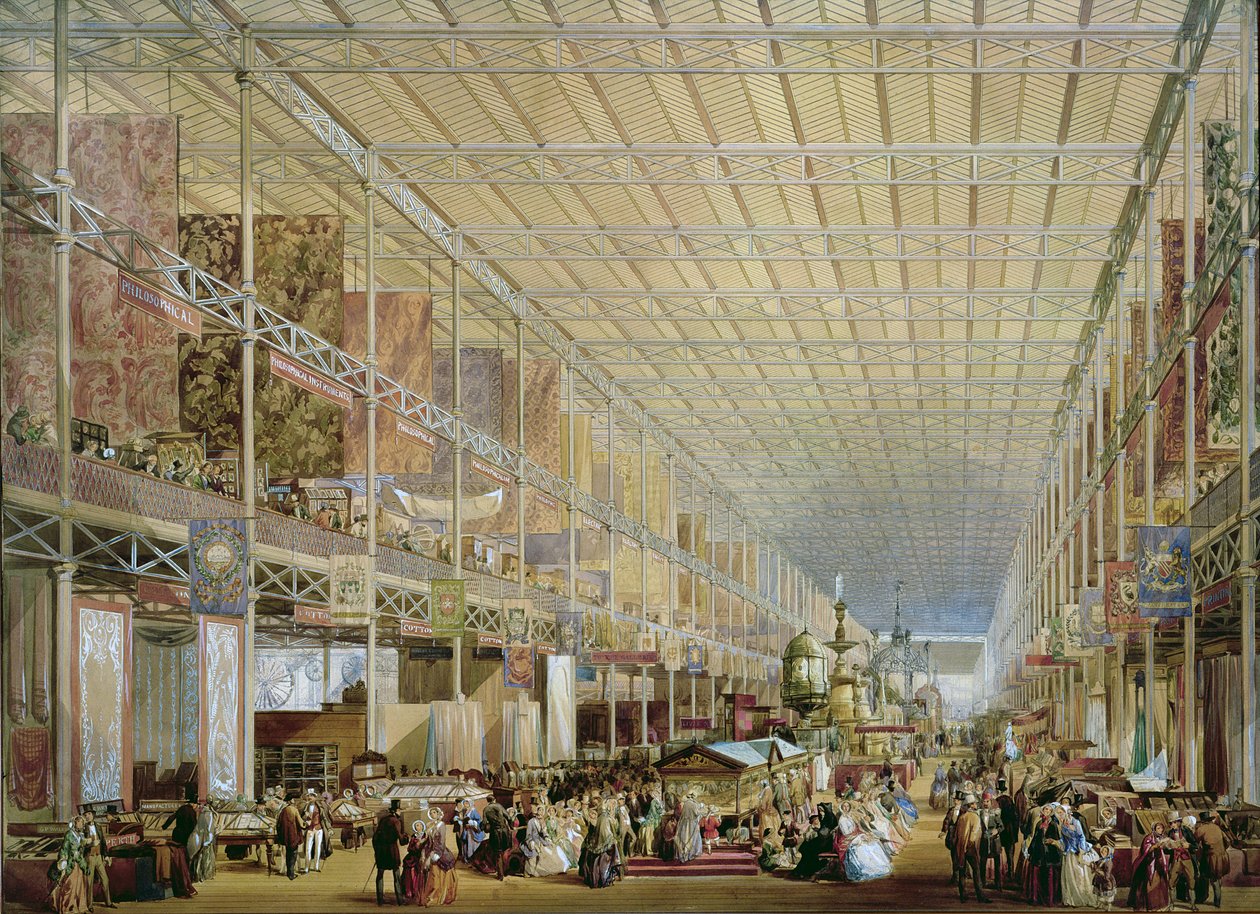 Interiér Velké výstavy všech národů, 1851 (akvarel na papíře) od Edmund Walker