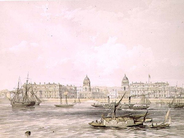 Greenwich Hospital, ryl Thomas Picken (fl.1838-d.1870), pub. 1852 od Lloyd Bros. & Co. (litografie) od Edmund (after) Walker