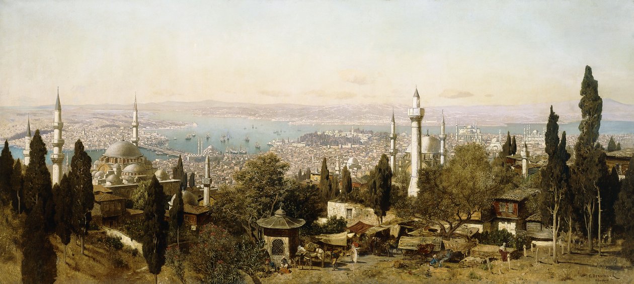 Pohled na Konstantinopol (olej na plátně) od Edmund Berninger