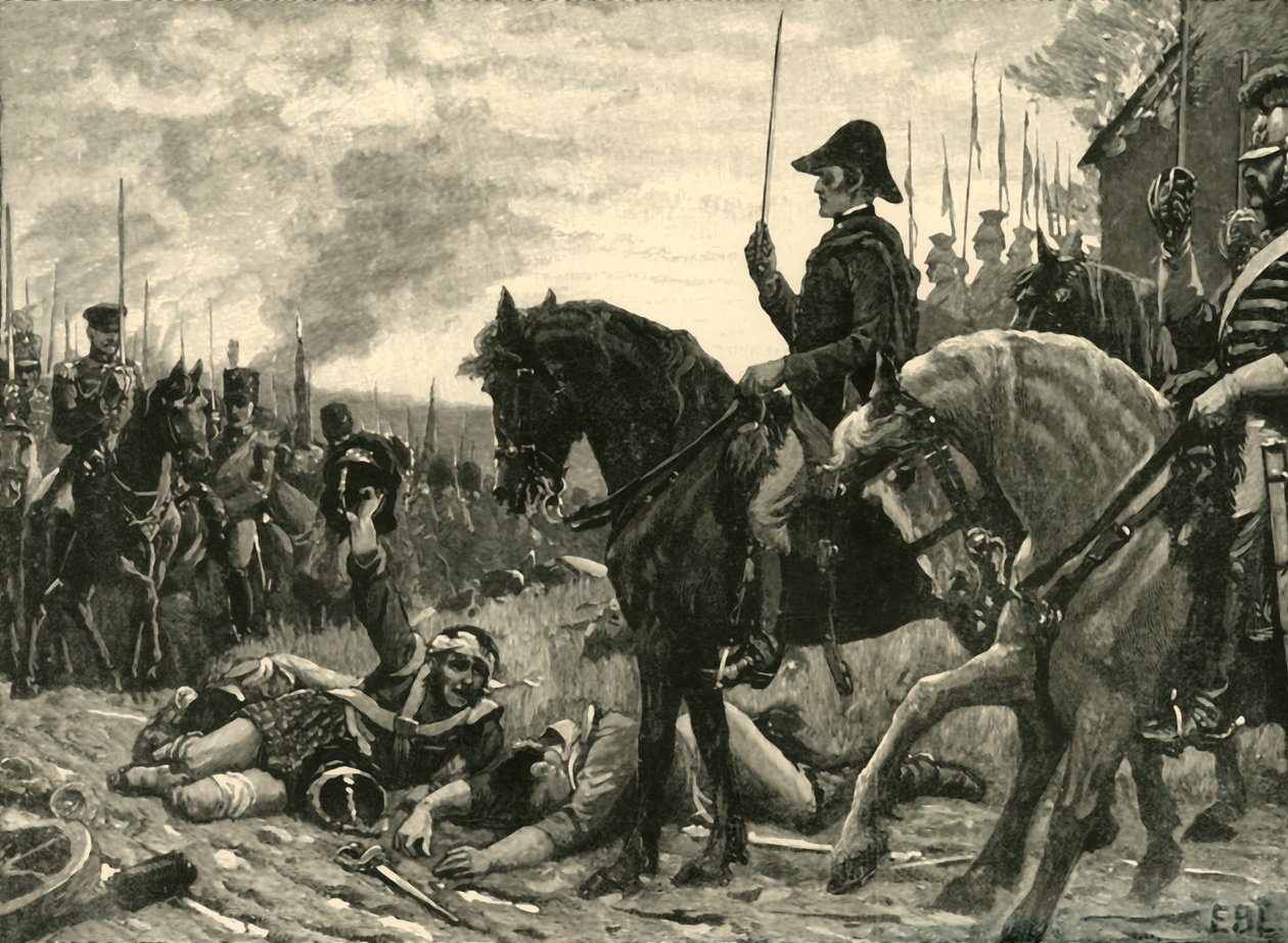 Setkání Wellingtona a Bluchera po bitvě u Waterloo, 1815 c1890. od Edmund Blair Leighton