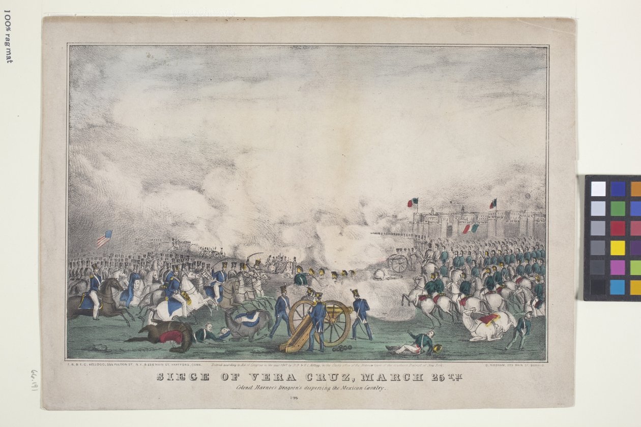 Siege Of Vera Cruz, 25. března (ručně kolorovaná litografie) od Edmund Burke Kellogg