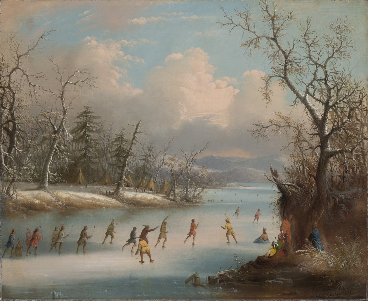 Indiáni hrající lakros na ledě, 1859 od Edmund C. Coates