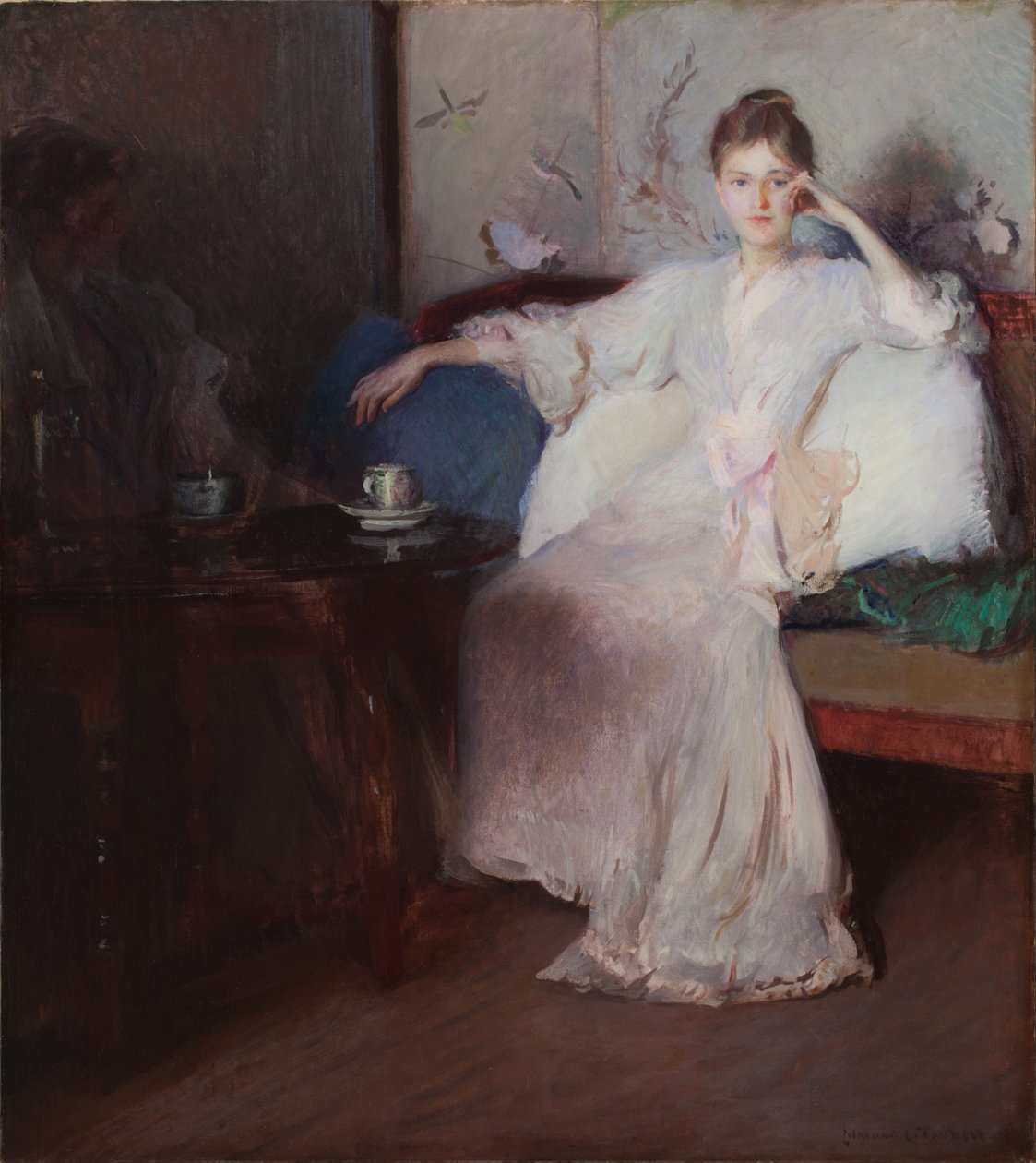 Aranžmá v růžové a šedé (odpolední čaj) od Edmund Charles Tarbell