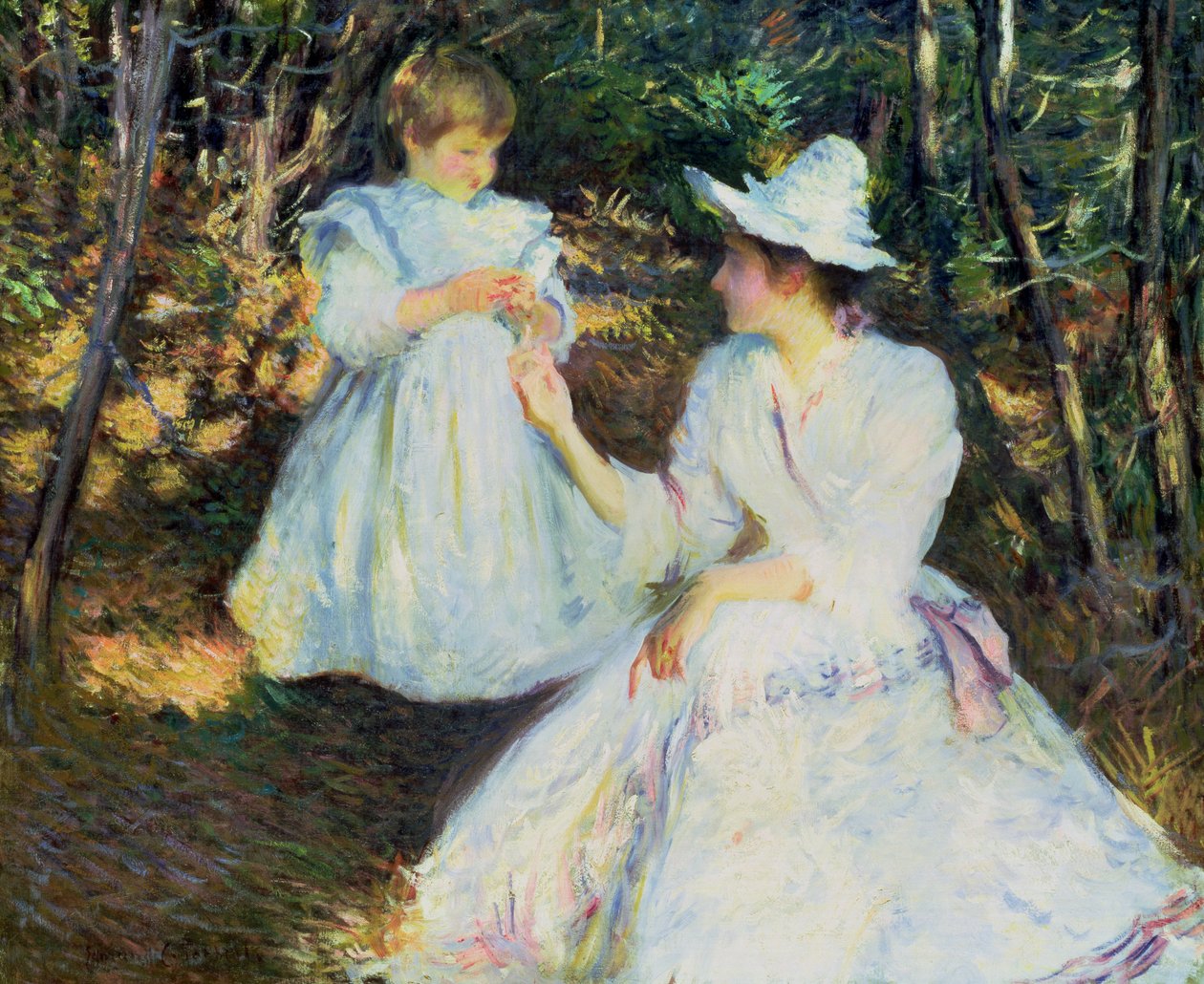 Matka a dítě v Pine Woods, kolem roku 1893 (olej na plátně) od Edmund Charles Tarbell