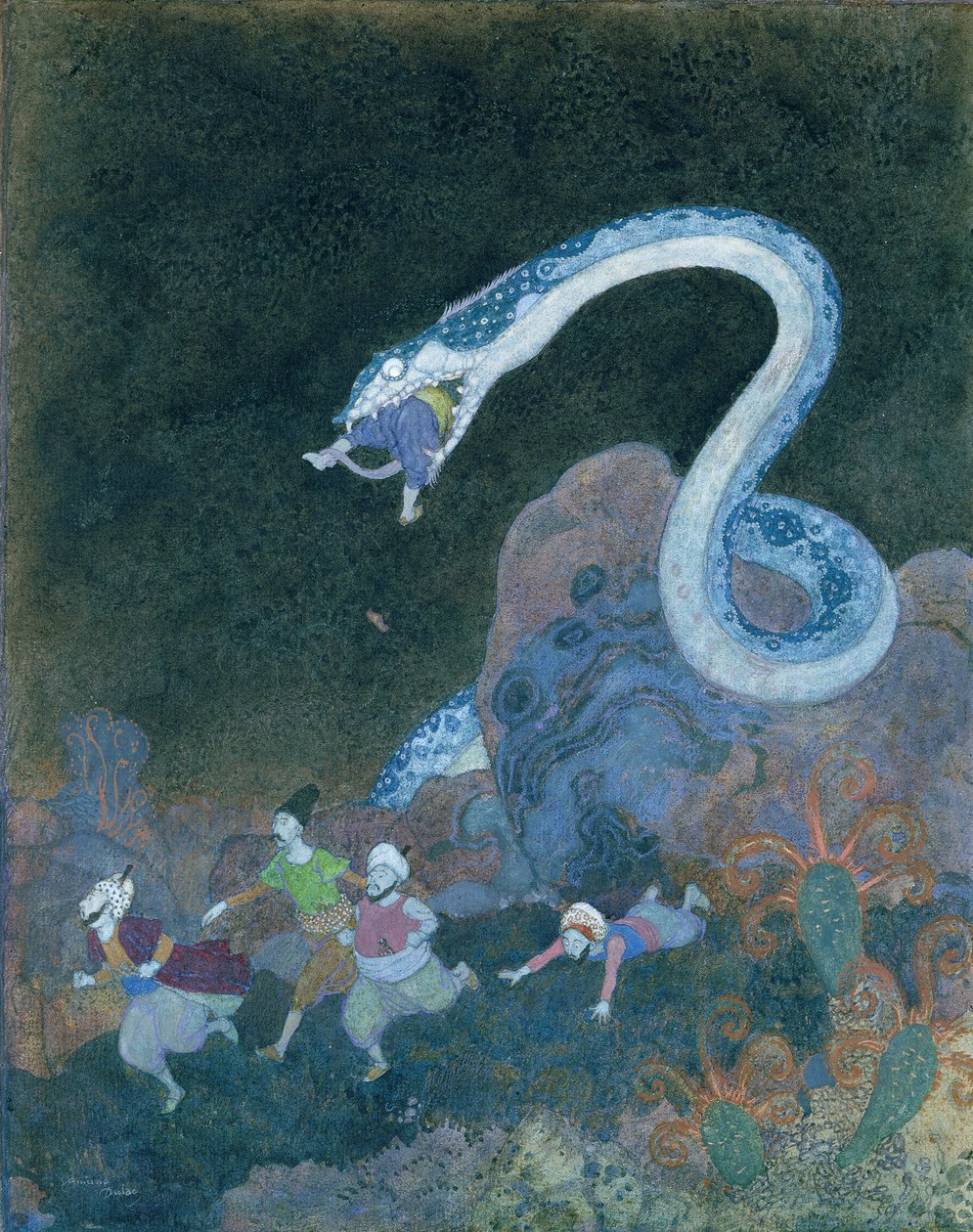 Srbská pohádka: Epizoda s hadem (akvarel na papíře) od Edmund Dulac