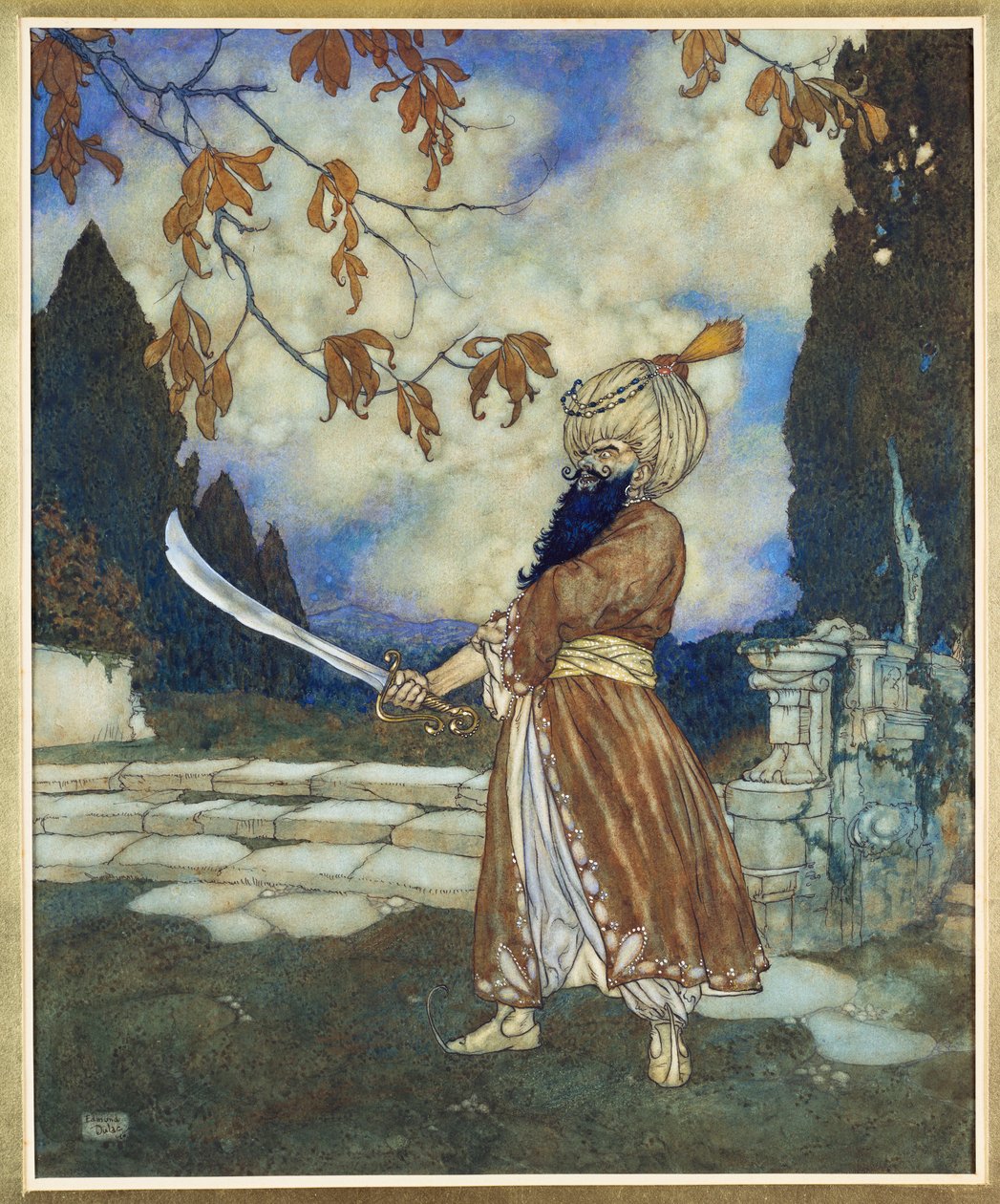 Modrovous,1910 (akvarel, kvaš, pero a černá tuš na papíře) od Edmund Dulac