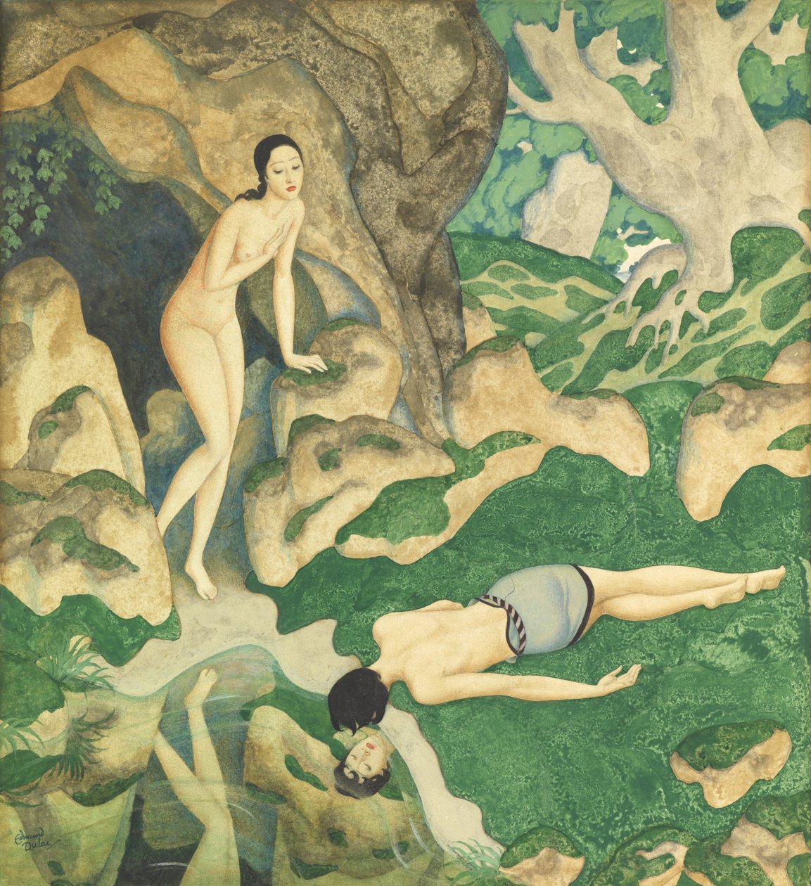 Echo a Narcis (akvarel a kvaš na papíře) od Edmund Dulac