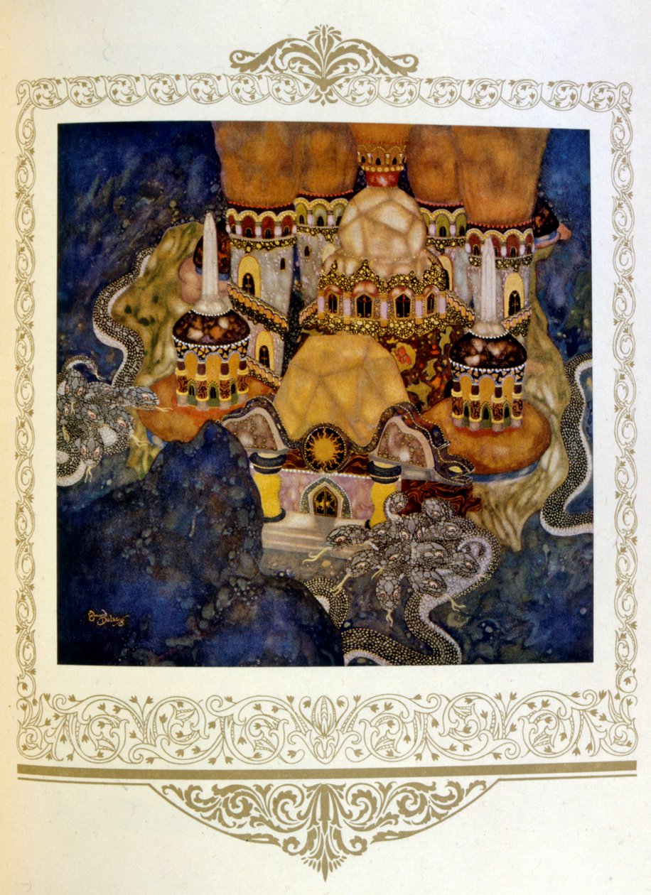 Ilustrace "Palác Rudého draka. Srbsko" od Dulaca. 1917. od Edmund Dulac