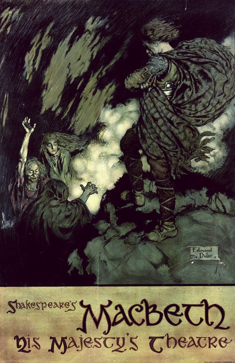 Macbeth: Plakát k inscenaci z roku 1914 (barevná litografie) od Edmund Dulac