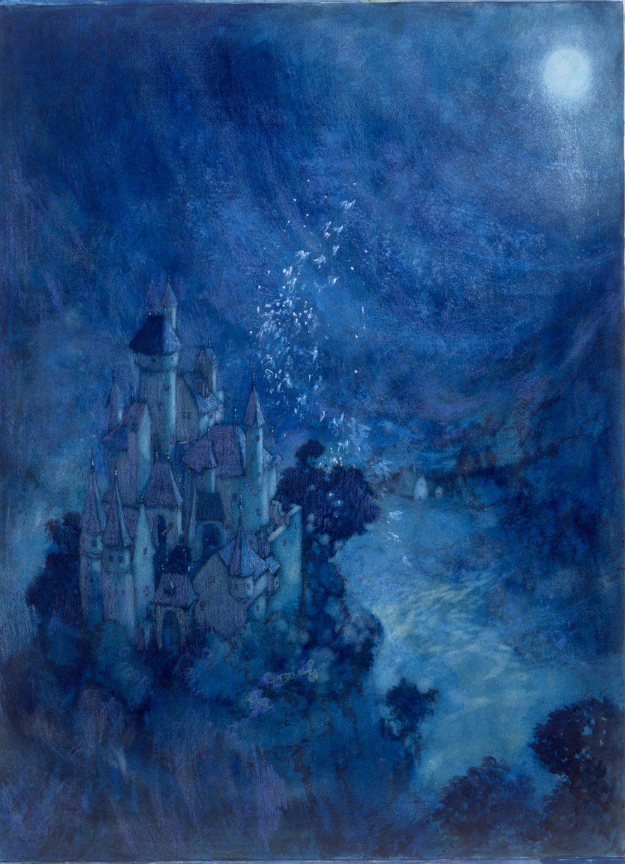 Noční věže (akvarel na papíře) od Edmund Dulac