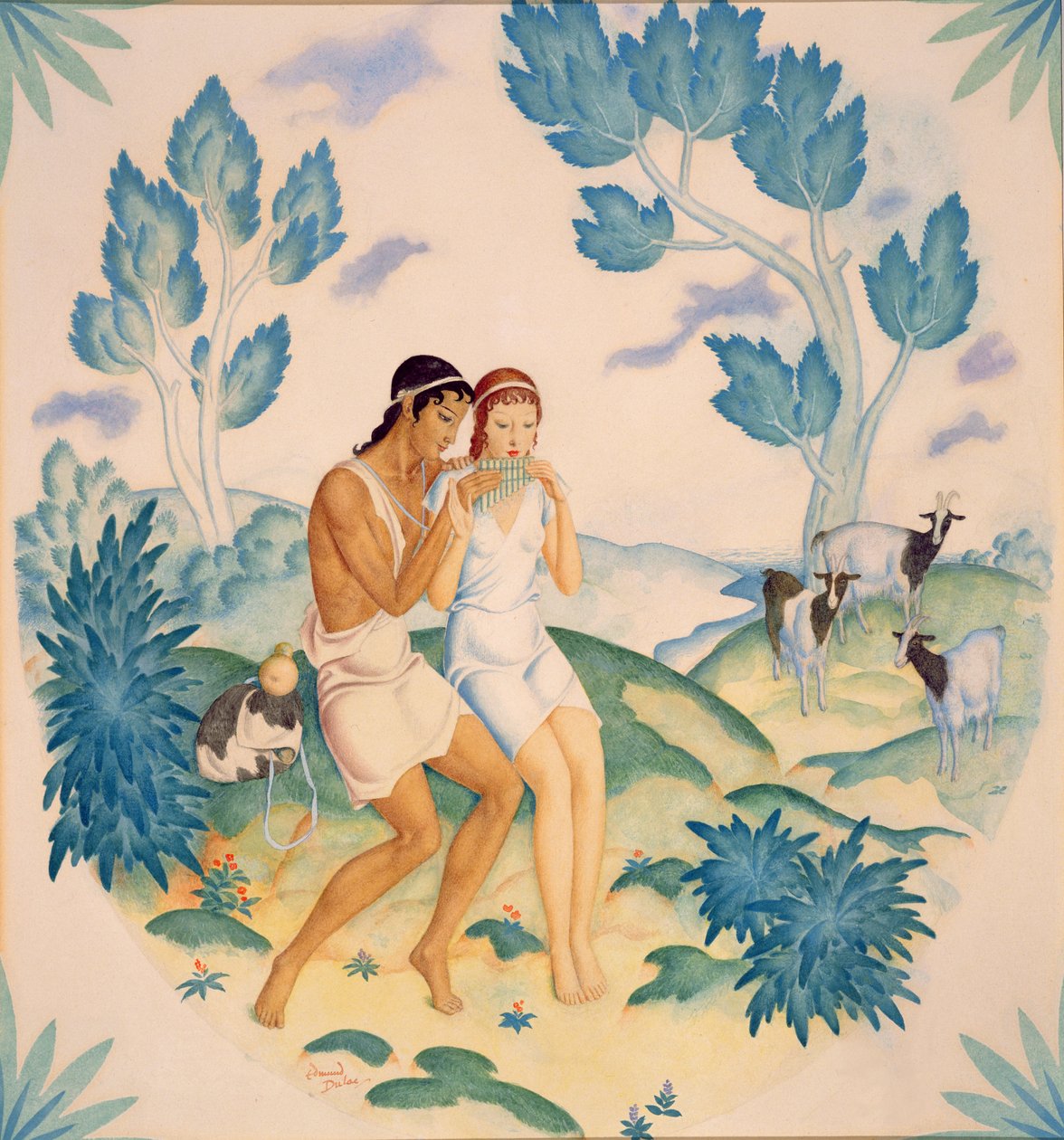 Mladý pár, Dafnis a Chloe (akvarel na papíře) od Edmund Dulac