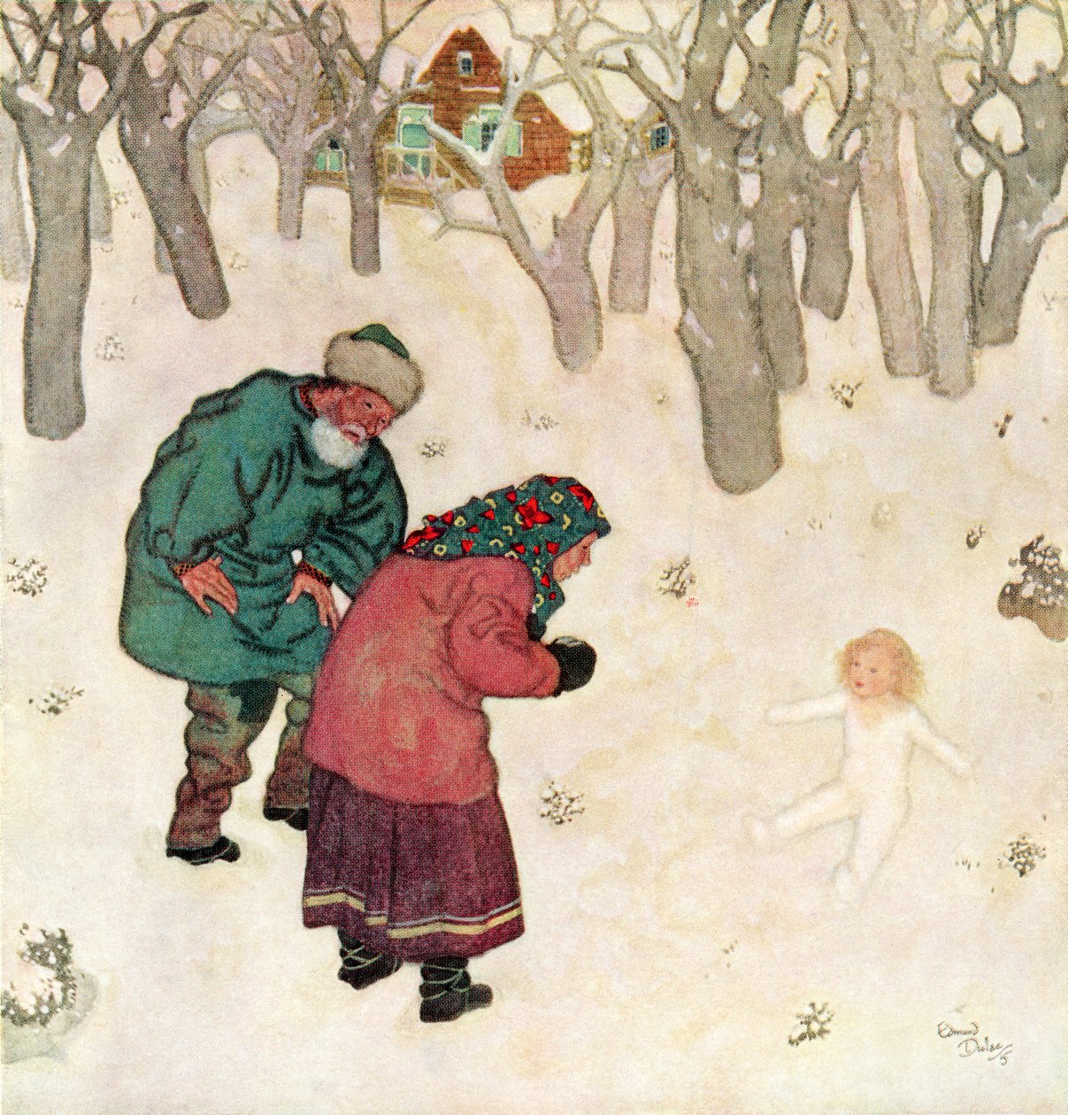 "Nejroztomilejší, nejkrásnější děvčátko, jaké kdy viděli", ilustrace z ruské pohádky Sněhurka, z knihy Edmunda Dulaca Pohádky: Dulacova kniha pohádek spojeneckých národů, vydaná v roce 1916. od Edmund Dulac