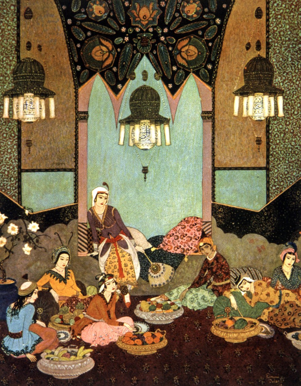 místnost s ovocem, Sindibád Námořník od Edmund Dulac