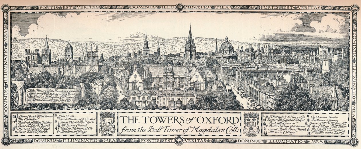 Oxfordské věže, 1905 od Edmund Hort New