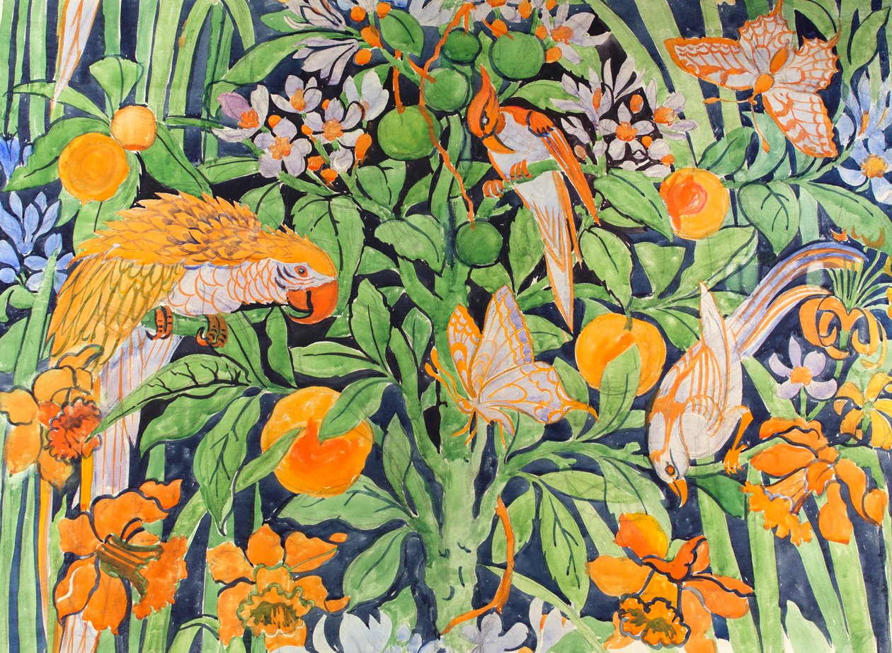 Jungle Chat c1930 (kvaš na papíře) od Edmund Hunter