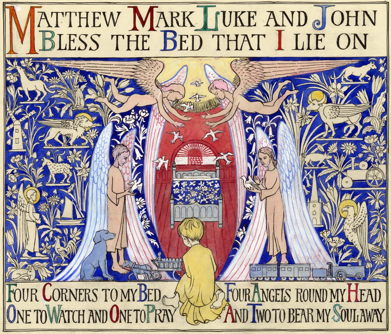 Matthew, Mark, Luke & John, cca 1935 (kvaš na papíře) od Edmund Hunter
