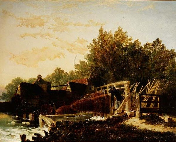 Bucks Poškozené povodní, Mapledurham, Berks, ráno od Edmund John Niemann