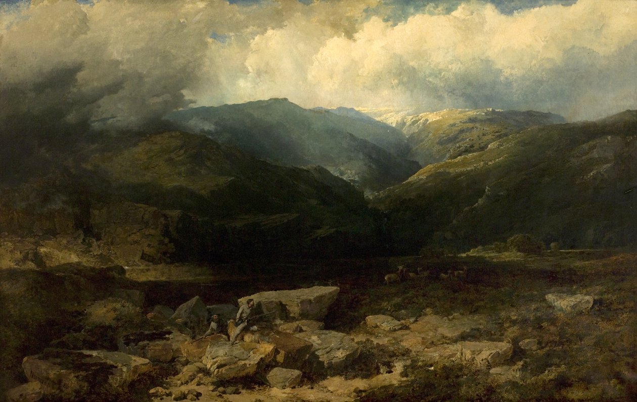 Sledování jelenů na Vysočině, tichý záběr, 1860 od Edmund John Niemann
