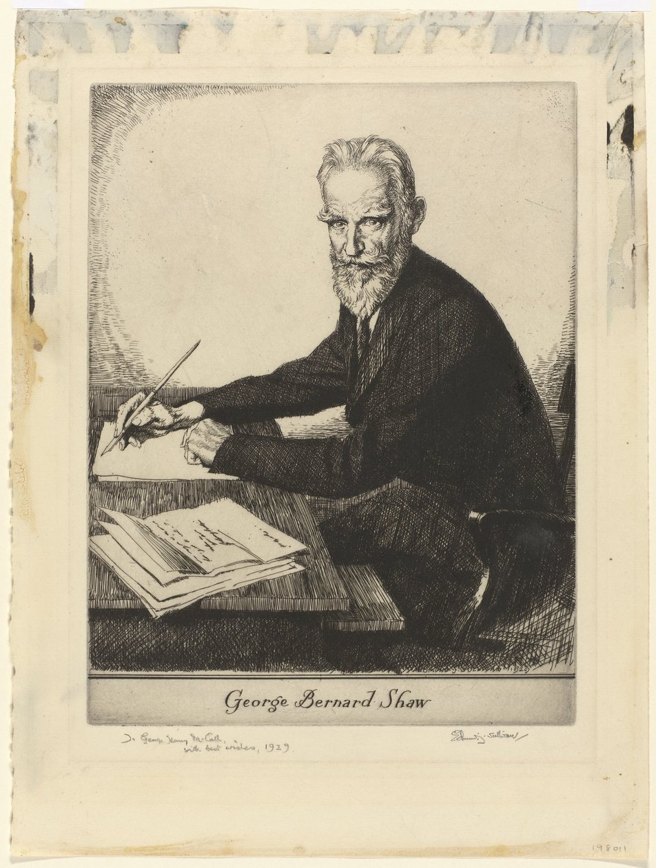 Portrét van George Bernard Shaw George Bernard Shaw (titul na objektu) od Edmund Joseph Sullivan (signed by artist)