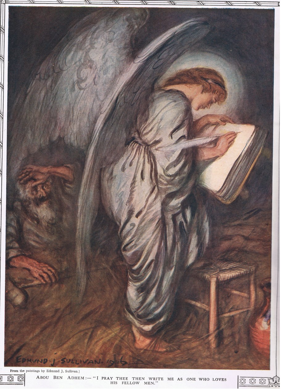 Abou Ben Adhem a anděl z „Bibby Annual“ vydaného v roce 1917 od Edmund Joseph Sullivan