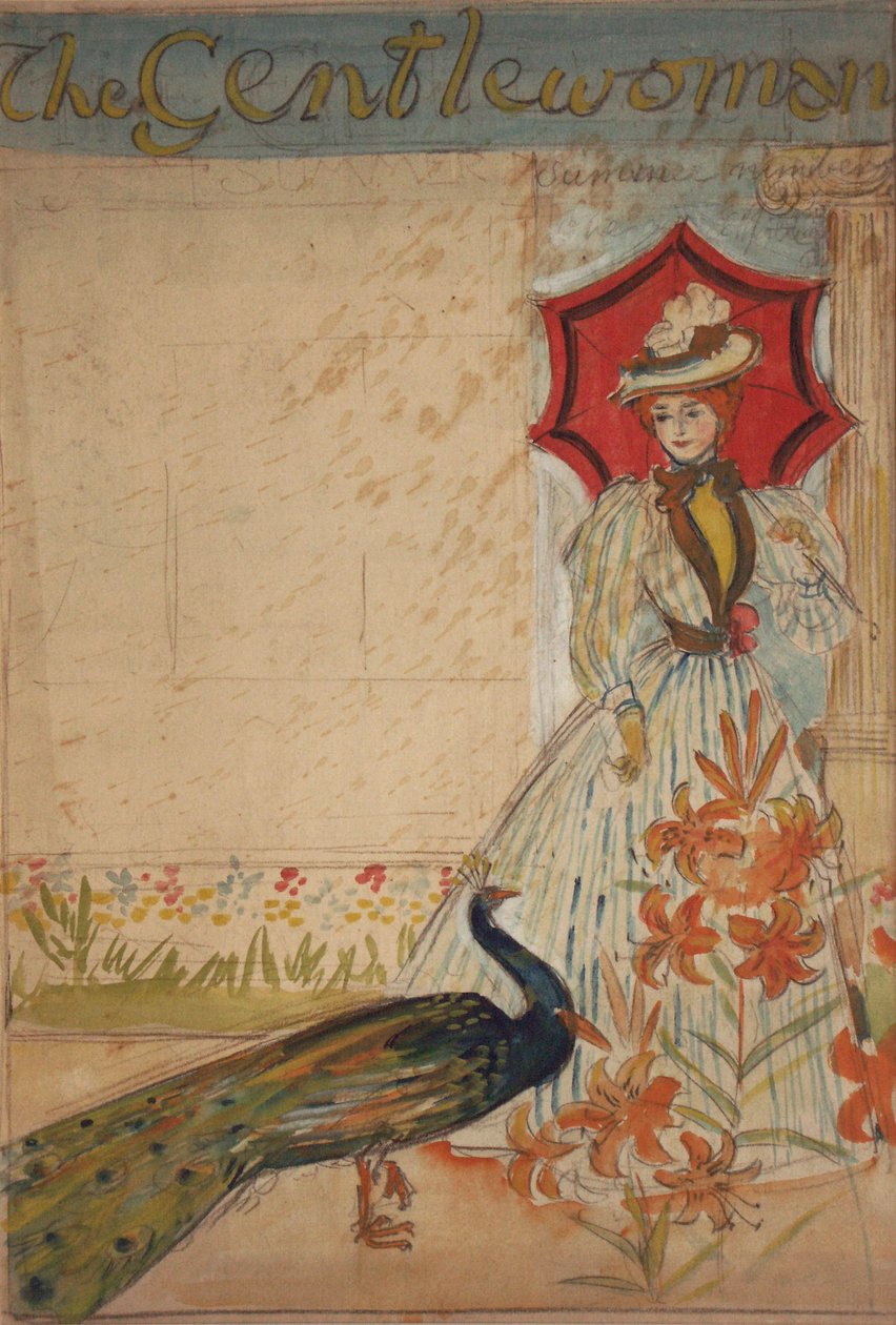 Gentlemanka (recto); Podpora domácího průmyslu (verso), kolem roku 1905 (kvaš na kartonu) od Edmund Joseph Sullivan