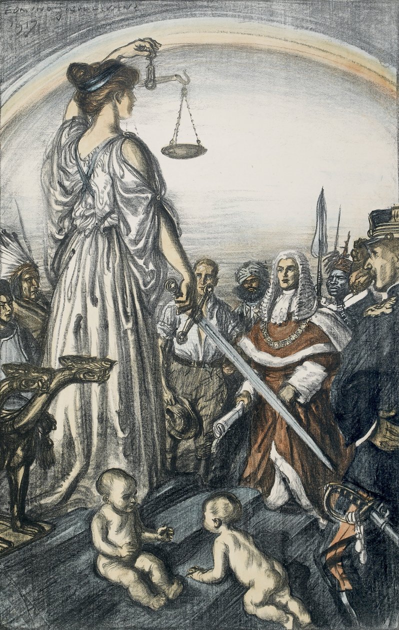 Vláda spravedlnosti, 1917 (litografie) od Edmund Joseph Sullivan