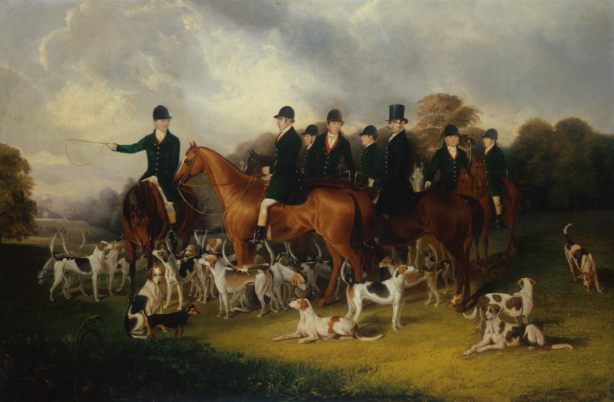 Beaufort Hunt v badmintonu s W.Longem na Wandering Boy (olej na plátně) od Edmund Jr Havell