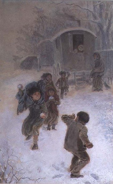 Cikánské děti sněhové koule od Edmund Richard White