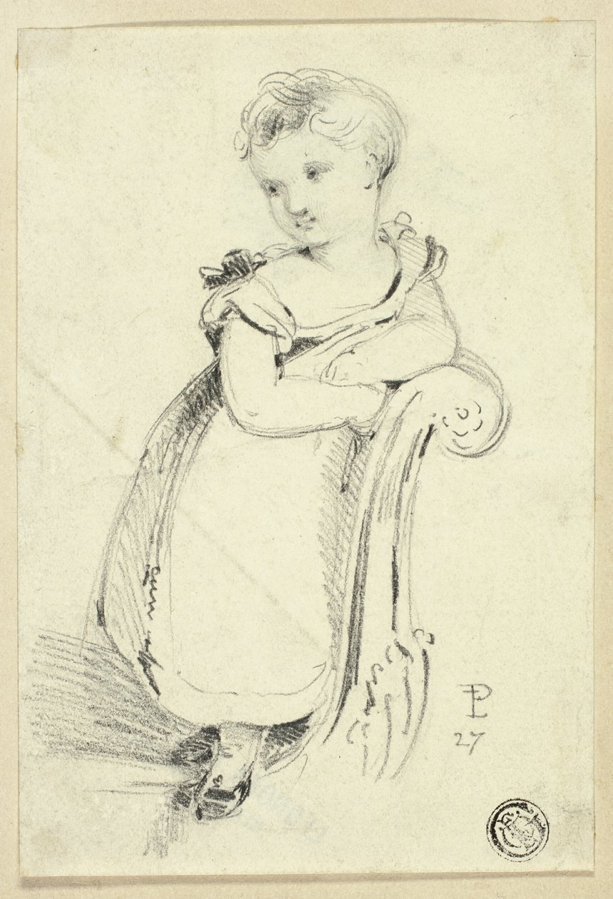 Dívka stojící na pohovce (recto); Fragment: Zadní část hlavy ženy (verso) od Edmund Thomas Parris