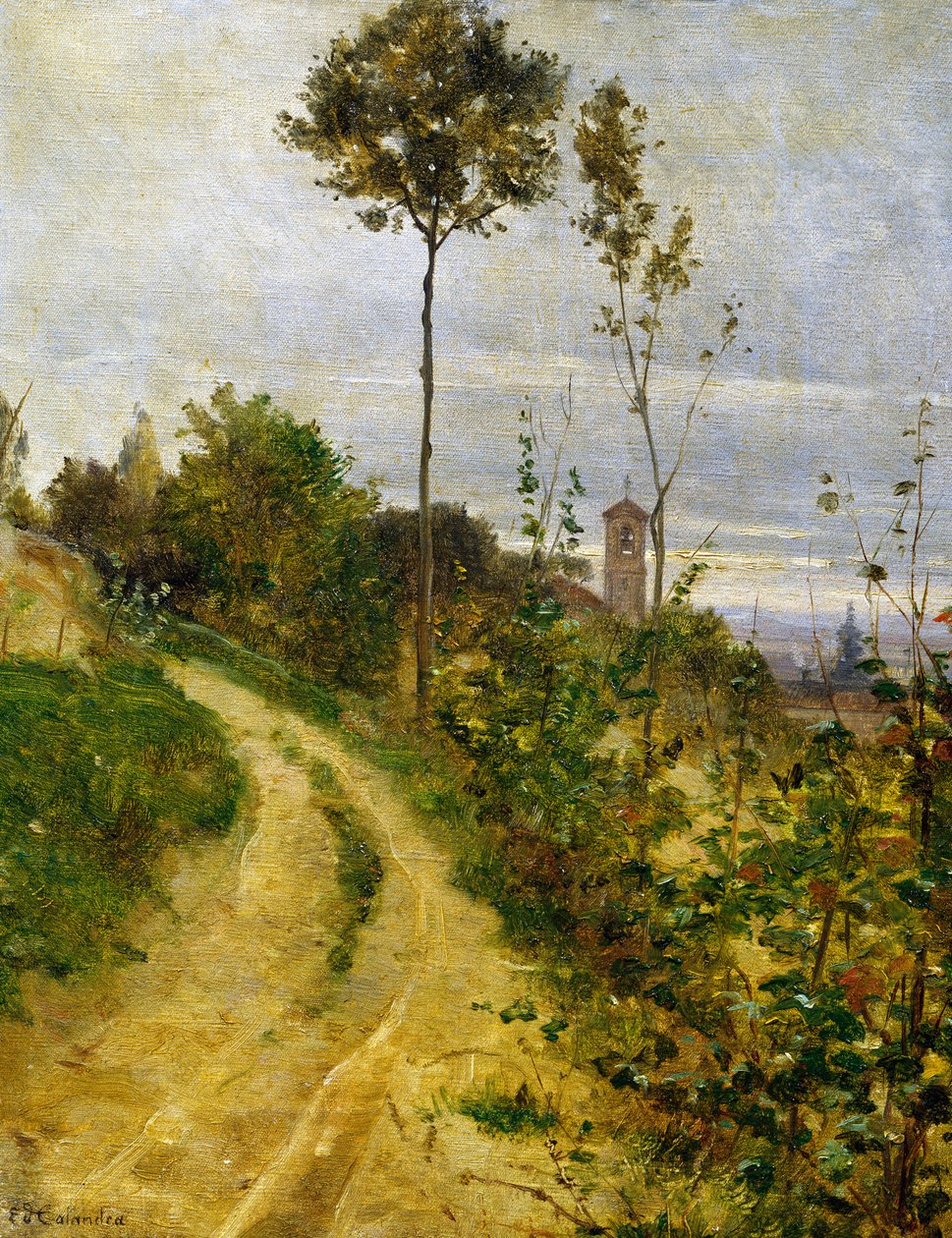 Hill Road (olej na plátně) od Edoardo Calandra