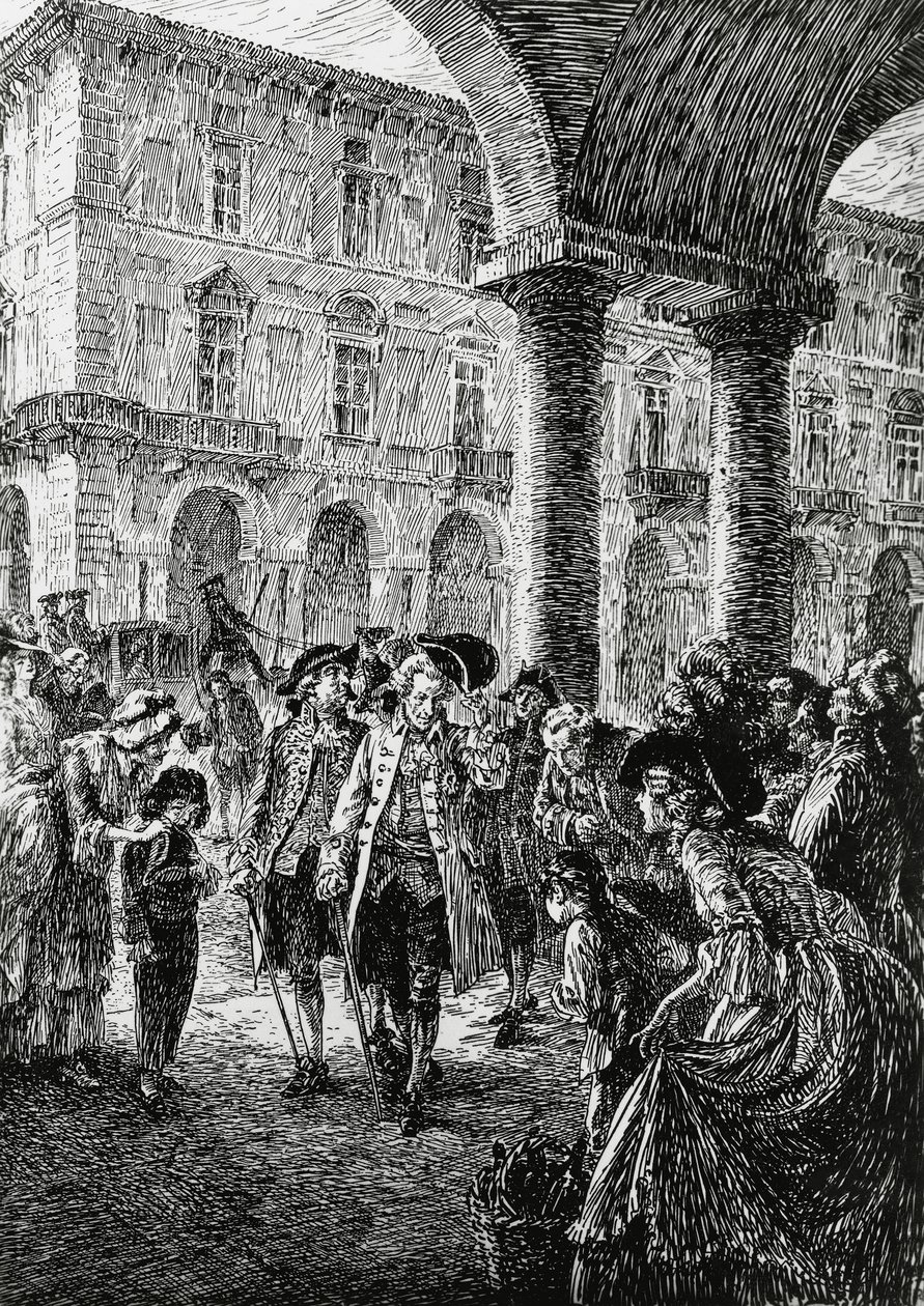 Setkání pod turínskými arkádami, ilustrace k filmu Bouře, Satet, Turín od Edoardo Calandra