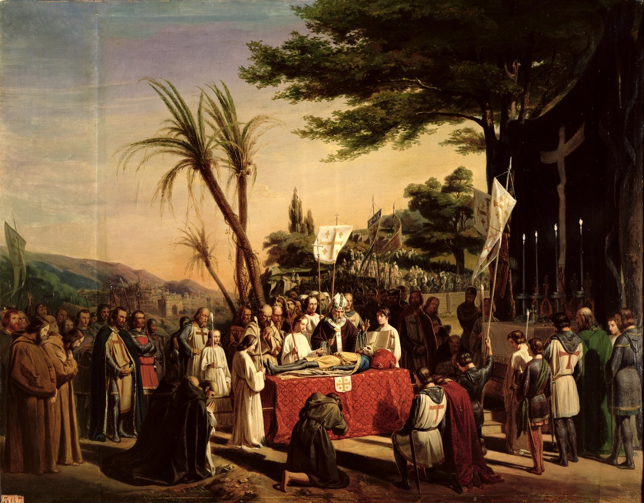 Pohřeb Godfreye z Bouillonu (asi 1060-1100) v Jeruzalémě, 23. července 1100, 1838 od Edouard Cibot