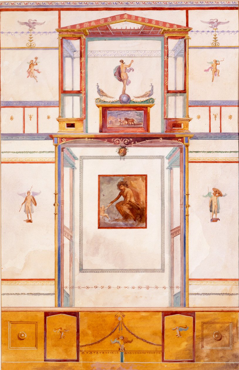 Diptychon s obrem Polyfémem, nástěnná dekorace z domu Domina M. Lucretia, Pompeje od Edouard Clerievanse