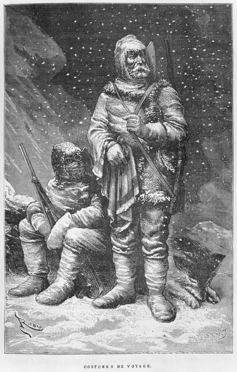 Průzkumné kostýmy, ilustrace z knihy "Expedition du Tegetthoff" od Julia Prayera (1841-1915), vyryl Charles Barbant (zemř. 1922) od Edouard Riou