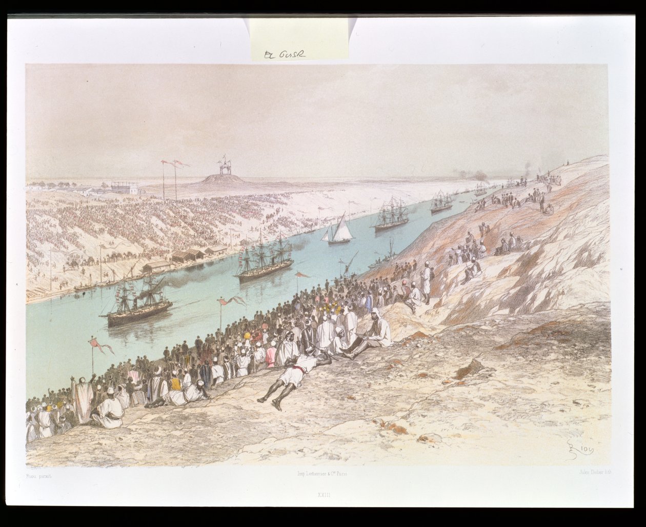 Inaugurační průvod Suezského průplavu v El-Guisr v roce 1865, z „Voyage Pittoresque a travers l