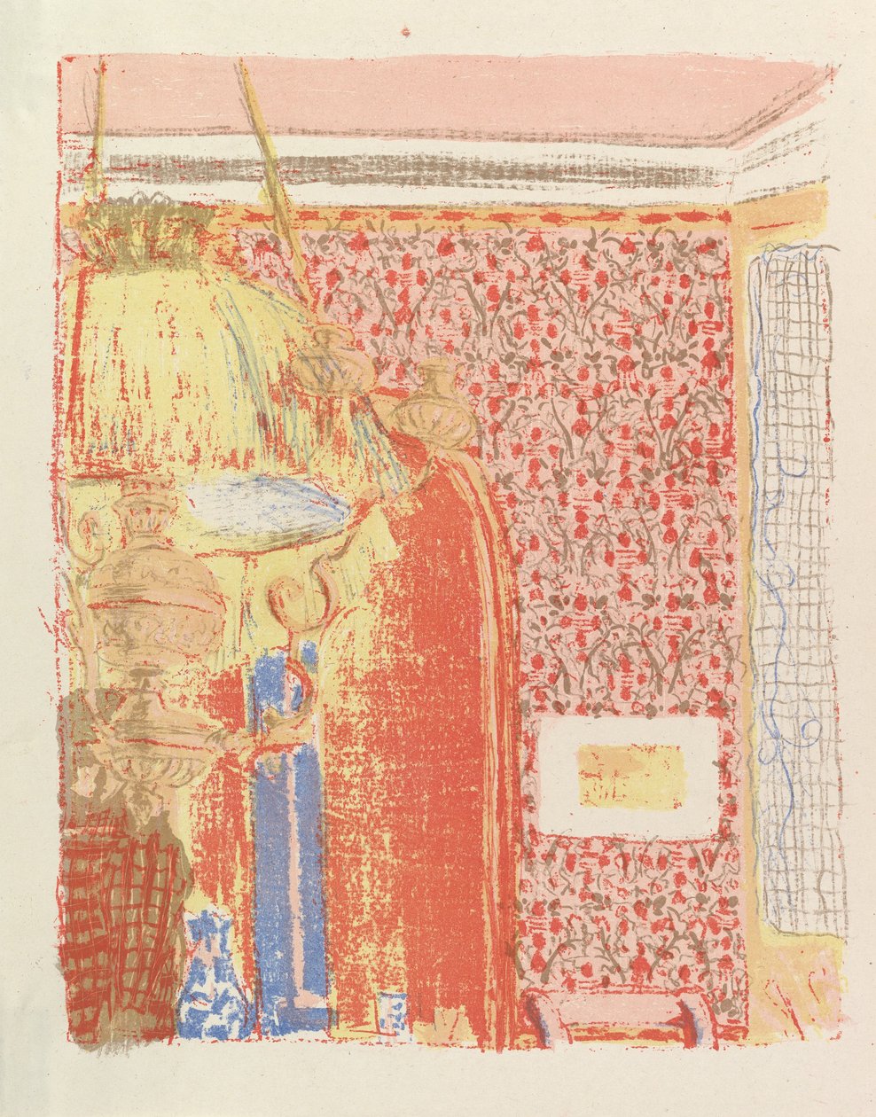 Interiér s růžovou tapetou II, ze série Krajiny a interiéry, 1899 od Edouard Vuillard