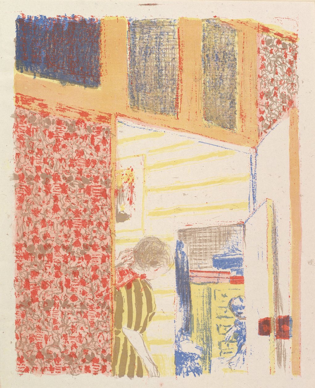 Interiér s růžovou tapetou III, ze série Krajiny a interiéry, 1899 od Edouard Vuillard