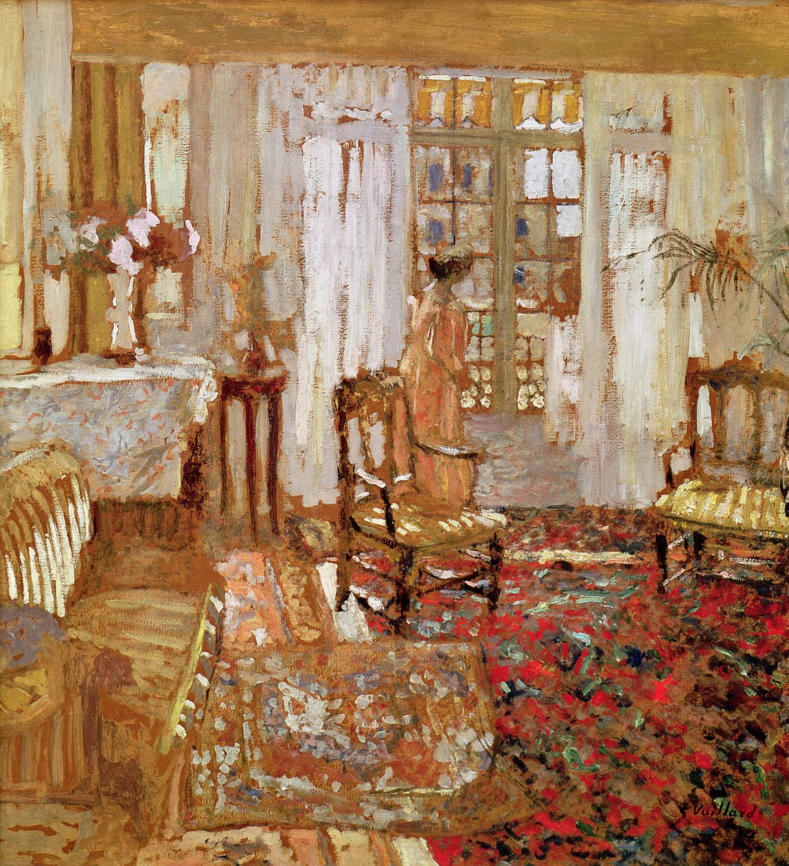 Interiér se ženou ve žlutém před oknem od Edouard Vuillard