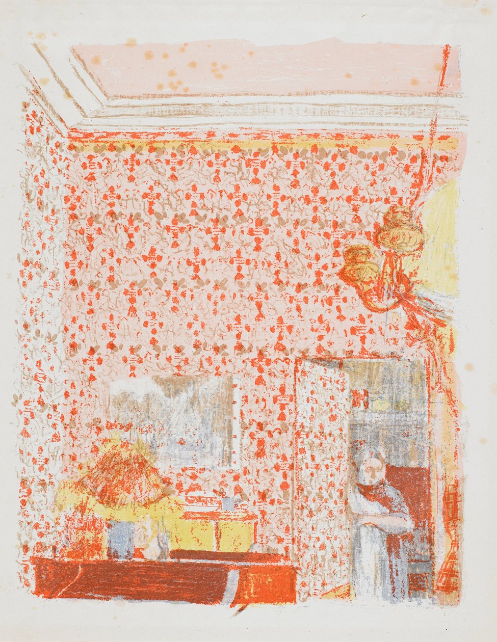 Interiér s růžovými závěsy I od Edouard Vuillard