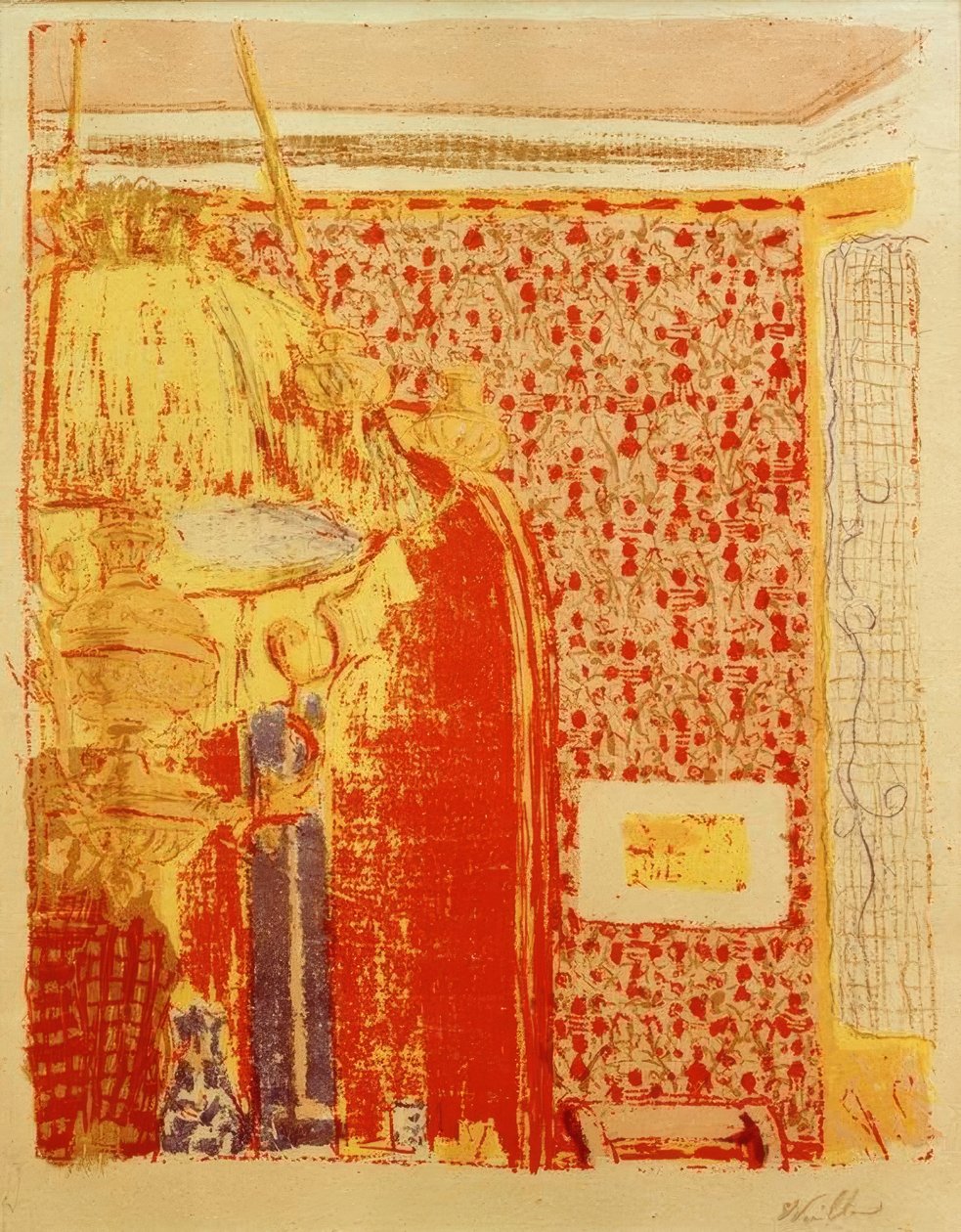 Interiér s růžovými závěsy II od Edouard Vuillard
